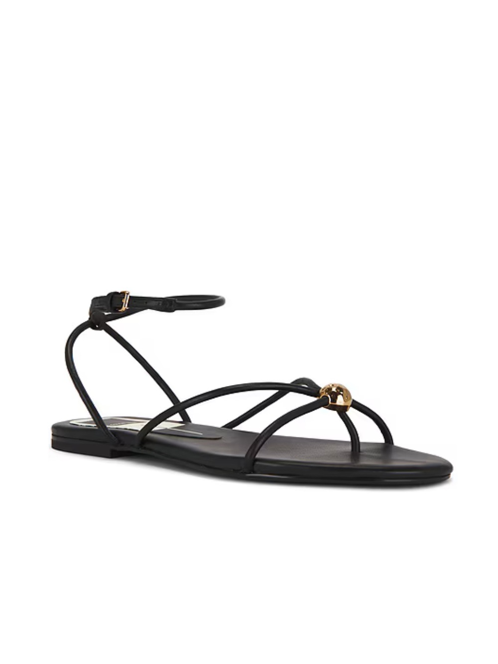 Dolce Vita Kenley Sandals Black Strappy flats shoes gold accent Revolve 6